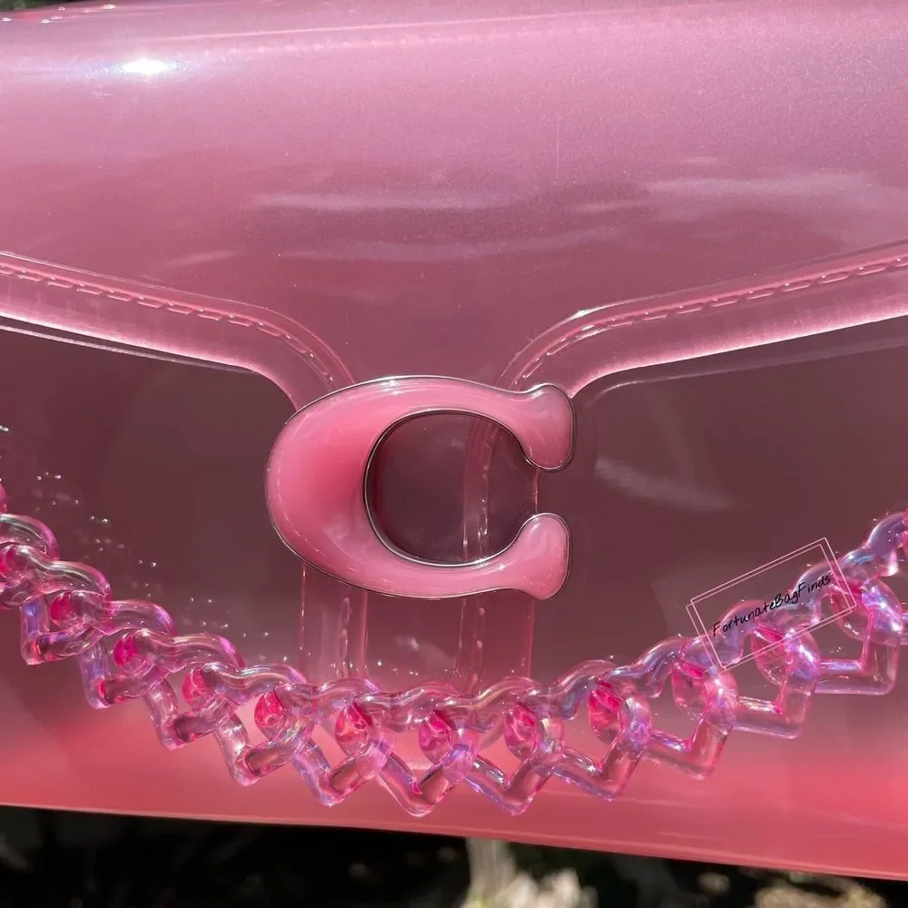 Hot Pink TRIPLE HEARTS Novelty Resin Bag Strap Purse Chain Girly Cute Kawaii Y2K - Picture 3 of 11